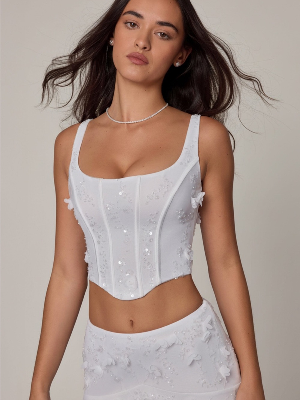 Oh Polly Letitia Embellished Lace-up Corset Top